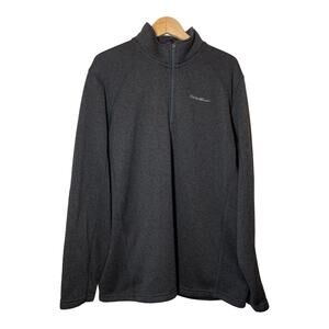 Eddie Bauer Mens 1/4 Zip Fleece Lined Pullover Shirt Black 2XL